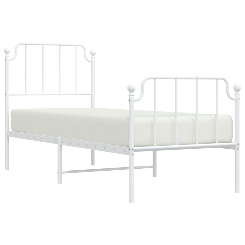 Bedframe Met Hoofd- En Voeteneinde Metaal 75 x 190 cm Wit met hoofdbord & voetbord