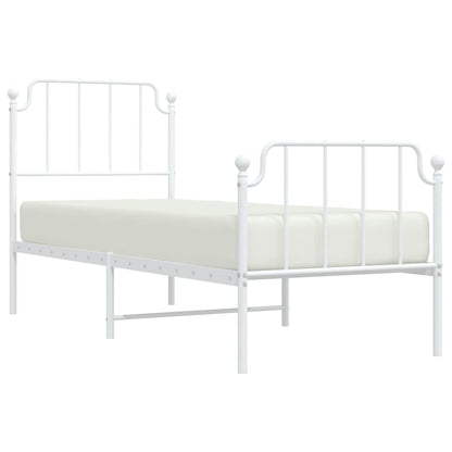 Bedframe Met Hoofd- En Voeteneinde Metaal 75 x 190 cm Wit met hoofdbord & voetbord