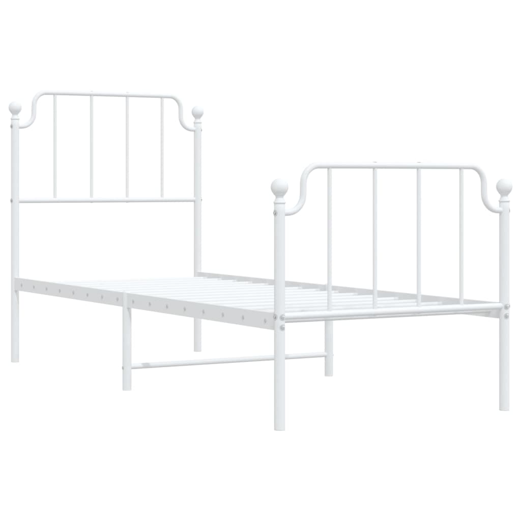 Bedframe Met Hoofd- En Voeteneinde Metaal 75 x 190 cm Wit met hoofdbord & voetbord