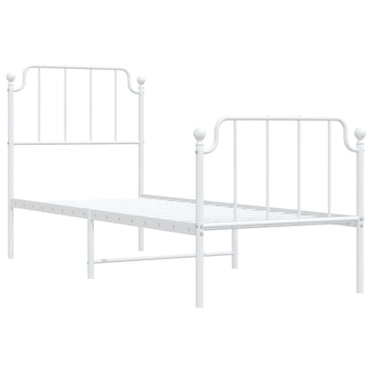 Bedframe Met Hoofd- En Voeteneinde Metaal 75 x 190 cm Wit met hoofdbord & voetbord