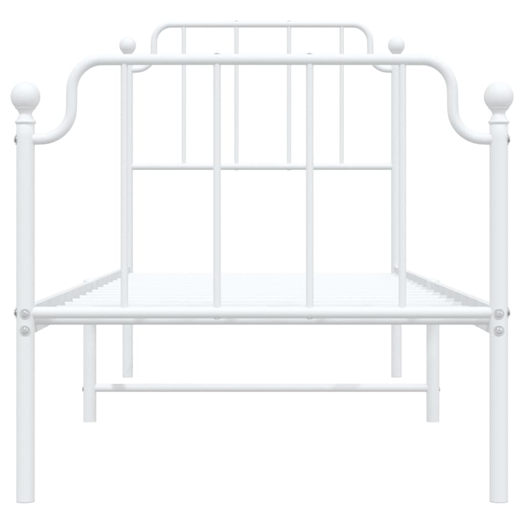 Bedframe Met Hoofd- En Voeteneinde Metaal 75 x 190 cm Wit met hoofdbord & voetbord