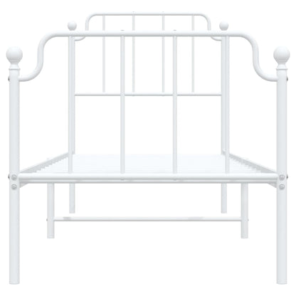 Bedframe Met Hoofd- En Voeteneinde Metaal 75 x 190 cm Wit met hoofdbord & voetbord