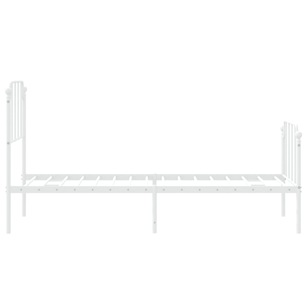Bedframe Met Hoofd- En Voeteneinde Metaal 75 x 190 cm Wit met hoofdbord & voetbord