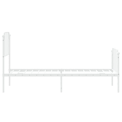 Bedframe Met Hoofd- En Voeteneinde Metaal 75 x 190 cm Wit met hoofdbord & voetbord