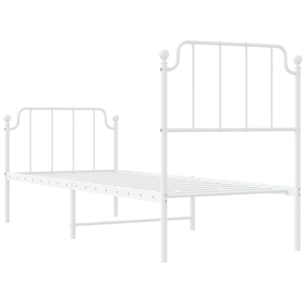 Bedframe Met Hoofd- En Voeteneinde Metaal 75 x 190 cm Wit met hoofdbord & voetbord