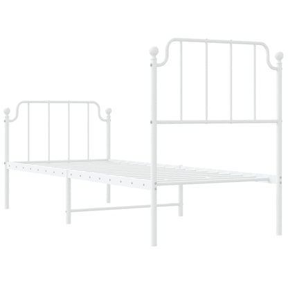 Bedframe Met Hoofd- En Voeteneinde Metaal 75 x 190 cm Wit met hoofdbord & voetbord