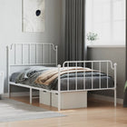 Bedframe Met Hoofd- En Voeteneinde Metaal 100 x 190 cm Wit met hoofdbord & voetbord