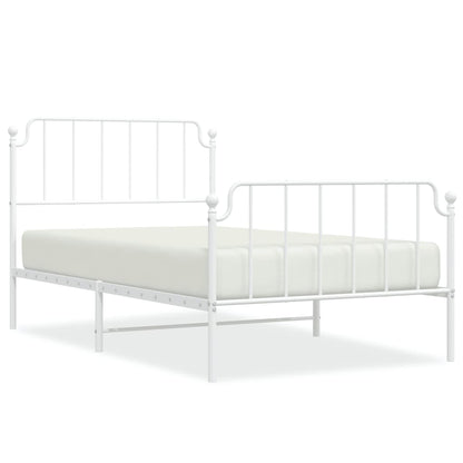 Bedframe Met Hoofd- En Voeteneinde Metaal 107 x 203 cm Wit met hoofdbord & voetbord