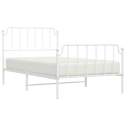 Bedframe Met Hoofd- En Voeteneinde Metaal 107 x 203 cm Wit met hoofdbord & voetbord
