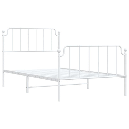 Bedframe Met Hoofd- En Voeteneinde Metaal 107 x 203 cm Wit met hoofdbord & voetbord