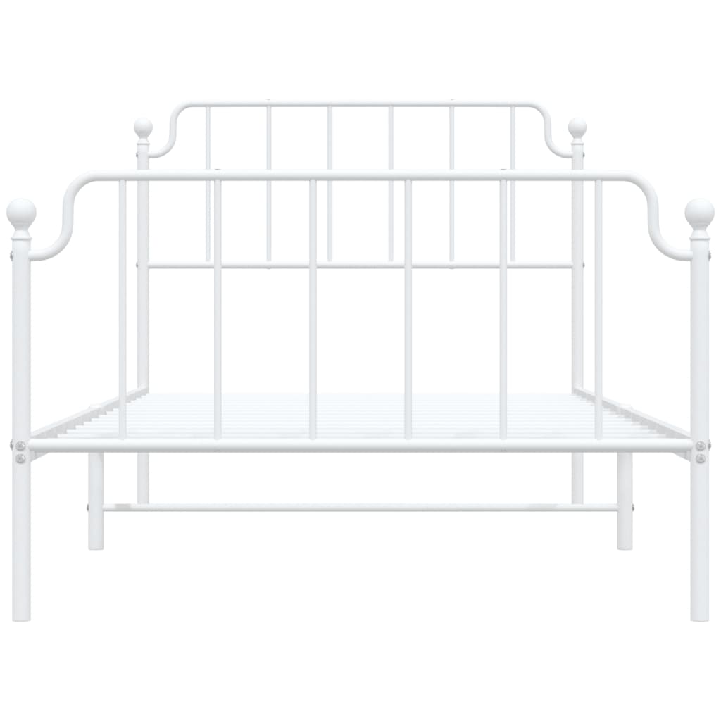 Bedframe Met Hoofd- En Voeteneinde Metaal 107 x 203 cm Wit met hoofdbord & voetbord
