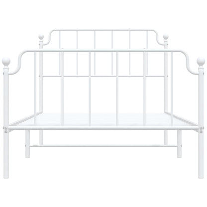 Bedframe Met Hoofd- En Voeteneinde Metaal 107 x 203 cm Wit met hoofdbord & voetbord