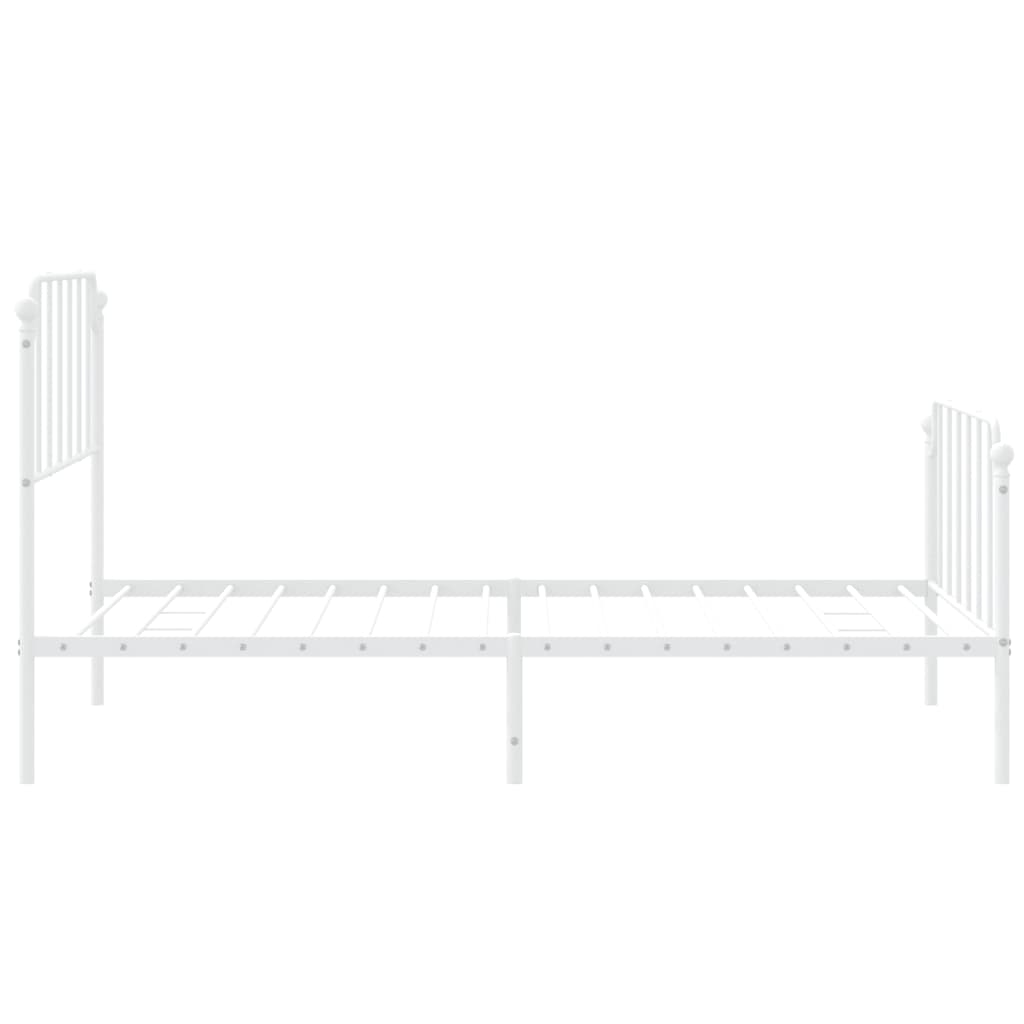 Bedframe Met Hoofd- En Voeteneinde Metaal 107 x 203 cm Wit met hoofdbord & voetbord