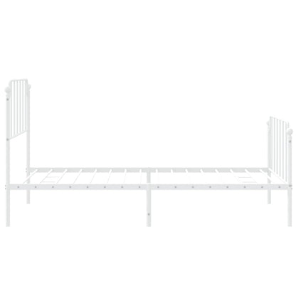 Bedframe Met Hoofd- En Voeteneinde Metaal 107 x 203 cm Wit met hoofdbord & voetbord