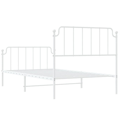Bedframe Met Hoofd- En Voeteneinde Metaal 107 x 203 cm Wit met hoofdbord & voetbord