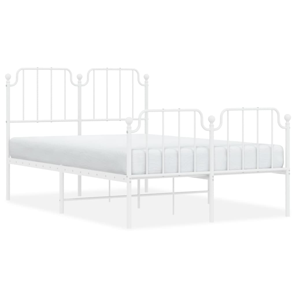 Bedframe Met Hoofd- En Voeteneinde Metaal 120 x 200 cm Wit met hoofdbord & voetbord
