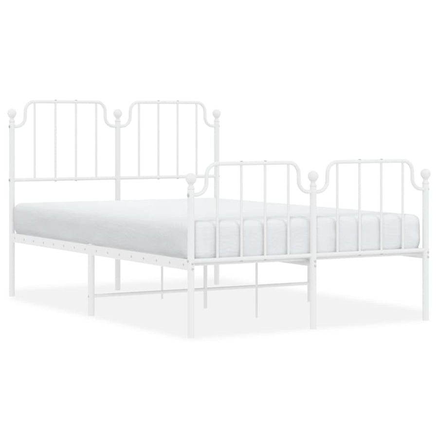 Bedframe Met Hoofd- En Voeteneinde Metaal 120 x 200 cm Wit met hoofdbord & voetbord