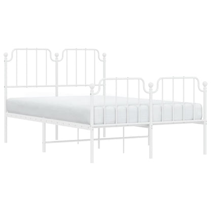 Bedframe Met Hoofd- En Voeteneinde Metaal 120 x 200 cm Wit met hoofdbord & voetbord