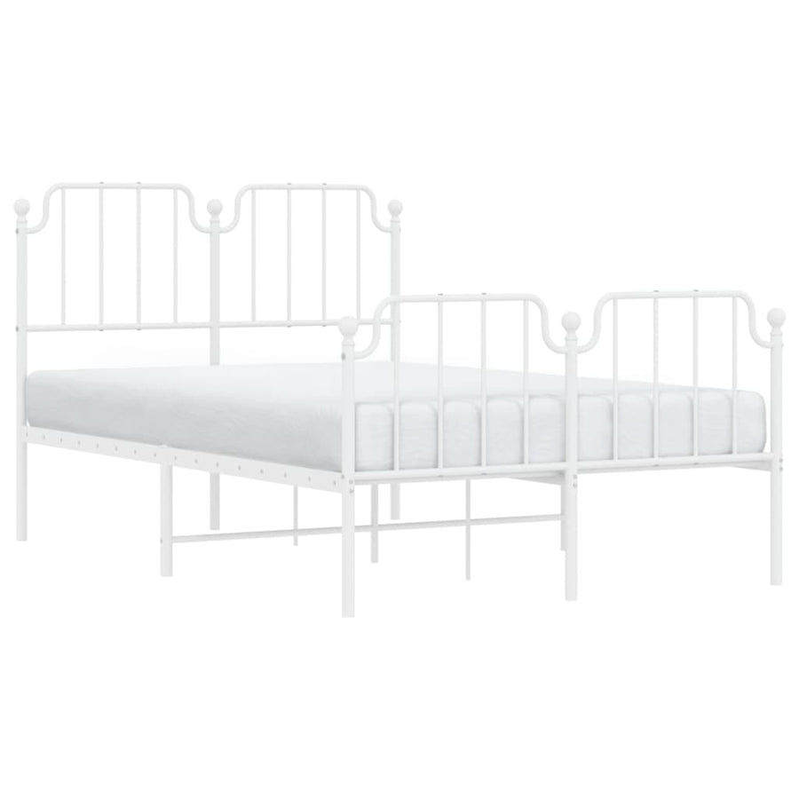 Bedframe Met Hoofd- En Voeteneinde Metaal 120 x 200 cm Wit met hoofdbord & voetbord