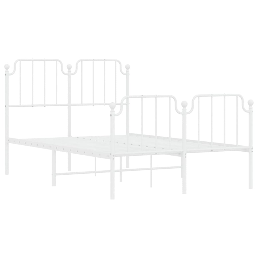 Bedframe Met Hoofd- En Voeteneinde Metaal 120 x 200 cm Wit met hoofdbord & voetbord