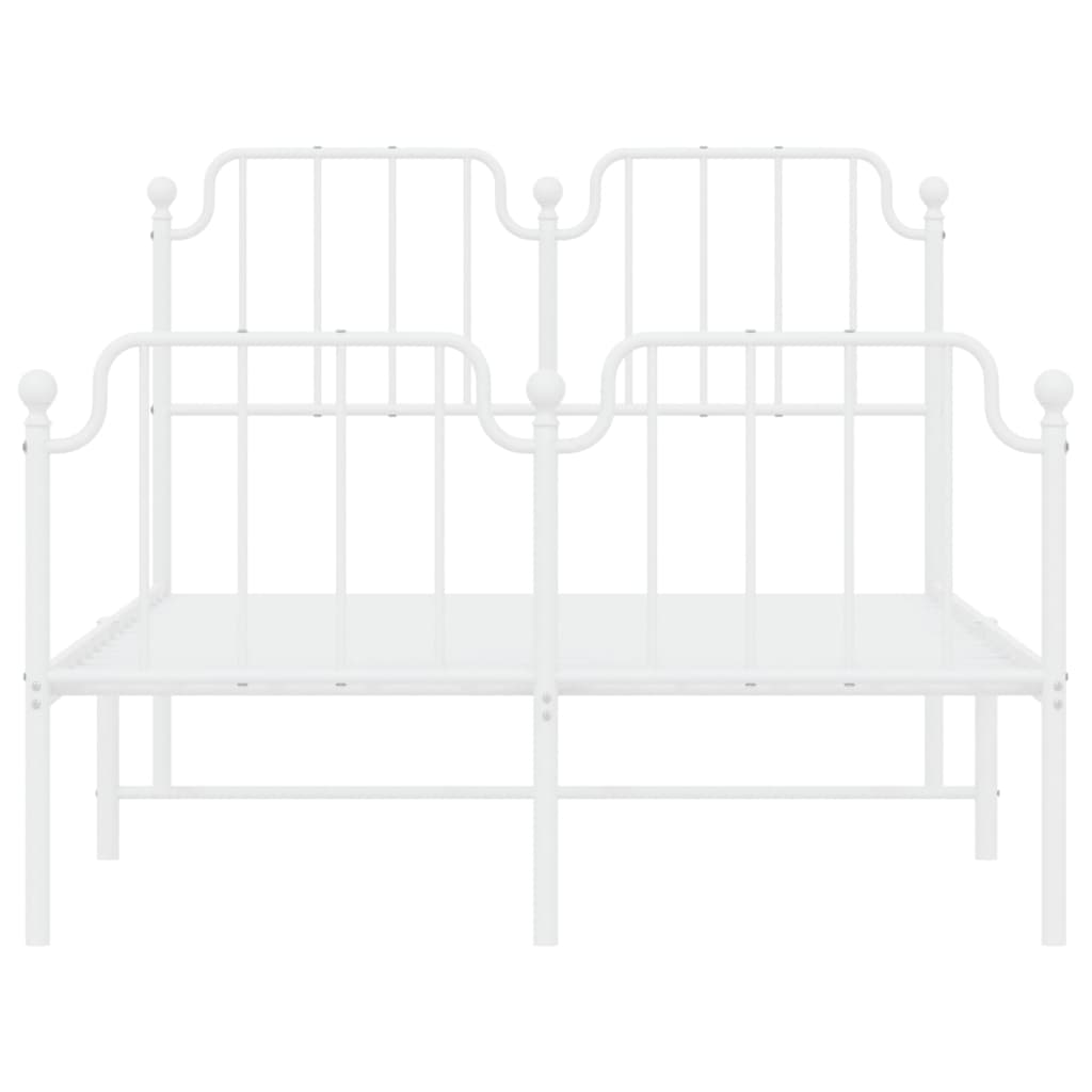 Bedframe Met Hoofd- En Voeteneinde Metaal 120 x 200 cm Wit met hoofdbord & voetbord