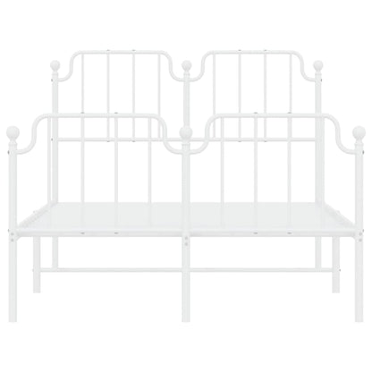 Bedframe Met Hoofd- En Voeteneinde Metaal 120 x 200 cm Wit met hoofdbord & voetbord