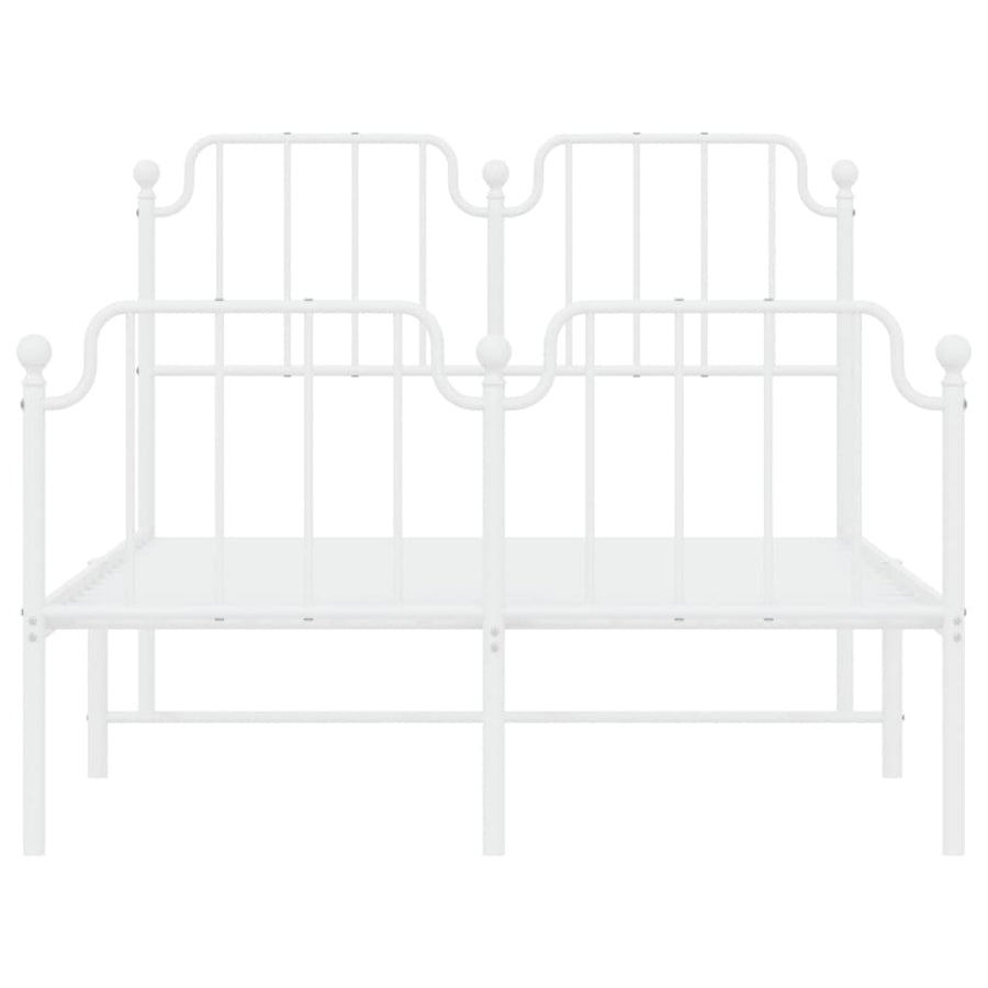 Bedframe Met Hoofd- En Voeteneinde Metaal 120 x 200 cm Wit met hoofdbord & voetbord