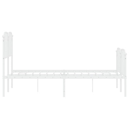 Bedframe Met Hoofd- En Voeteneinde Metaal 120 x 200 cm Wit met hoofdbord & voetbord