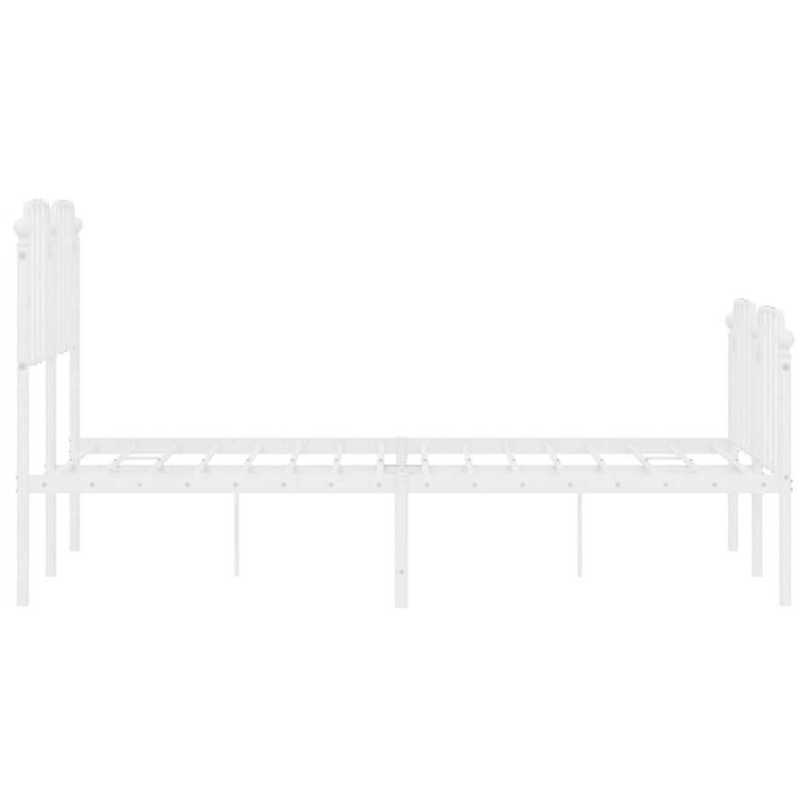 Bedframe Met Hoofd- En Voeteneinde Metaal 120 x 200 cm Wit met hoofdbord & voetbord