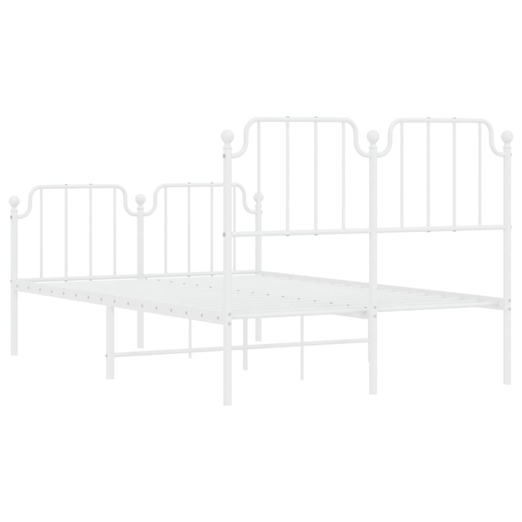 Bedframe Met Hoofd- En Voeteneinde Metaal 120 x 200 cm Wit met hoofdbord & voetbord