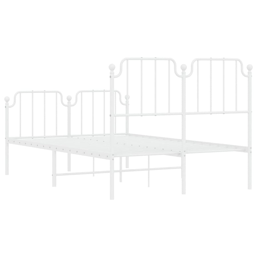 Bedframe Met Hoofd- En Voeteneinde Metaal 120 x 200 cm Wit met hoofdbord & voetbord