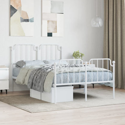Bedframe Met Hoofd- En Voeteneinde Metaal 120 x 200 cm Wit met hoofdbord & voetbord