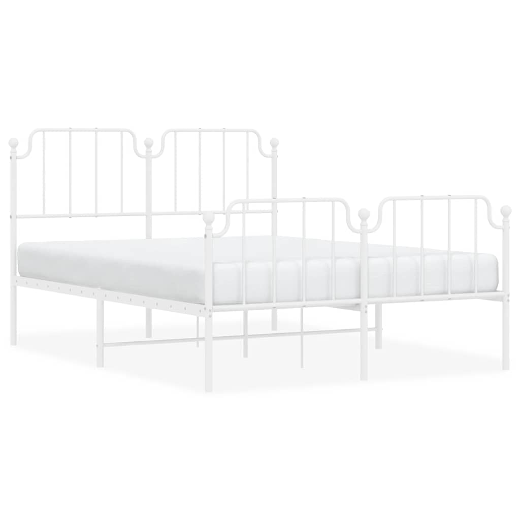 Bedframe met hoofd- en voeteneinde metaal wit 135x190 cm