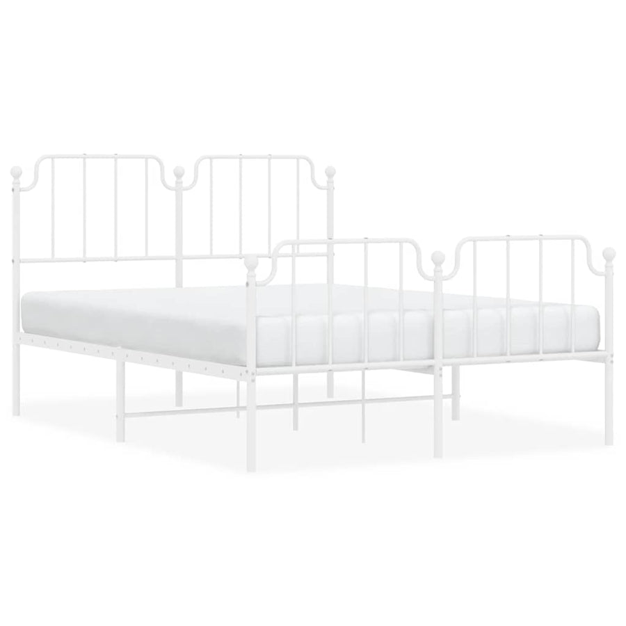 Bedframe met hoofd- en voeteneinde metaal wit 135x190 cm