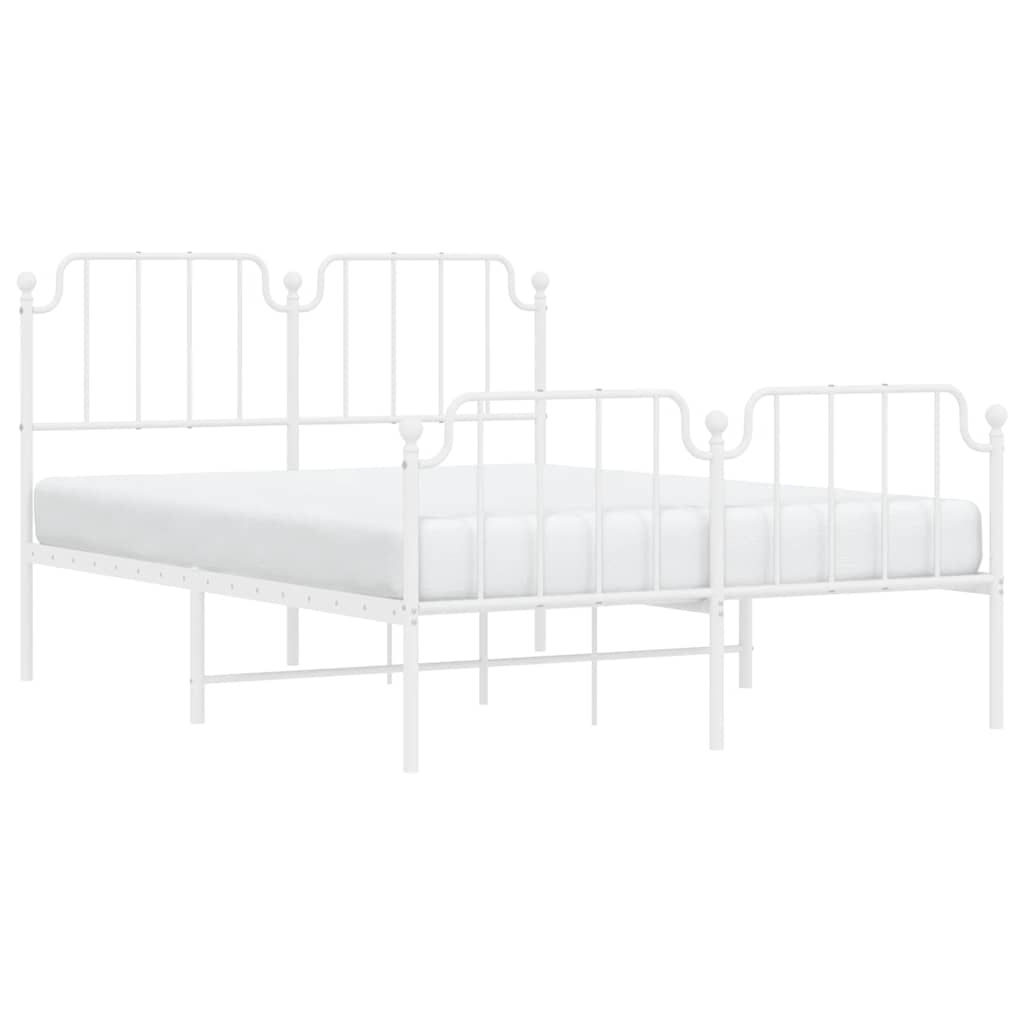 Bedframe met hoofd- en voeteneinde metaal wit 135x190 cm