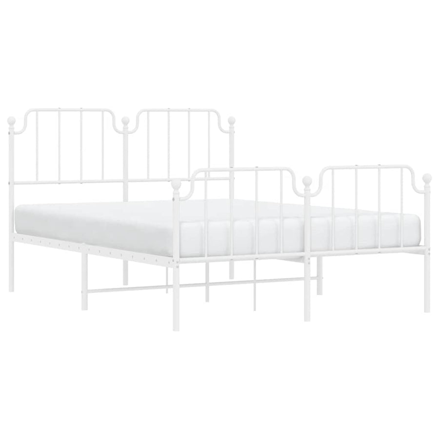 Bedframe met hoofd- en voeteneinde metaal wit 135x190 cm