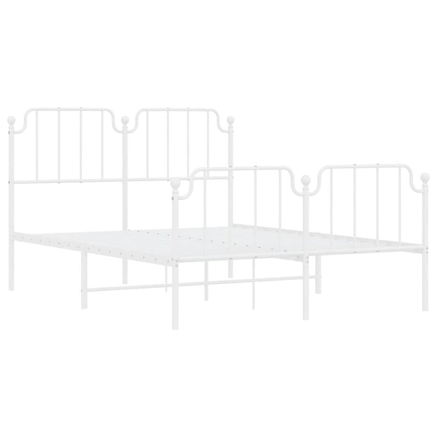 Bedframe met hoofd- en voeteneinde metaal wit 135x190 cm