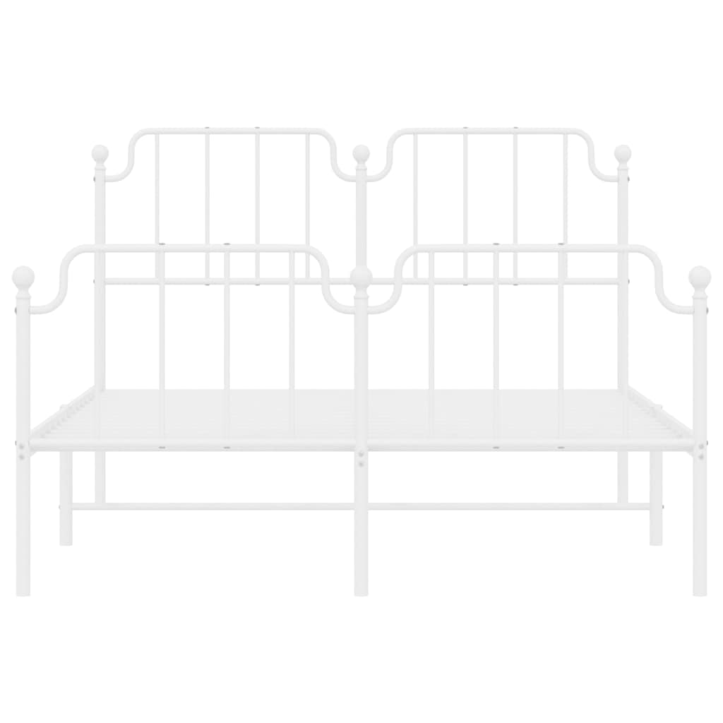 Bedframe met hoofd- en voeteneinde metaal wit 135x190 cm