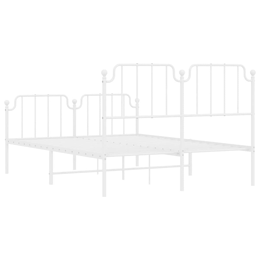Bedframe met hoofd- en voeteneinde metaal wit 135x190 cm