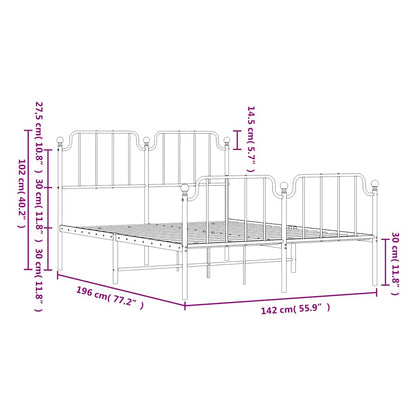 Bedframe met hoofd- en voeteneinde metaal wit 135x190 cm