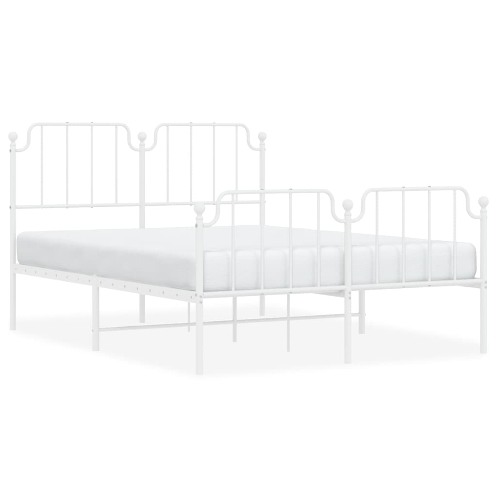 Bedframe Met Hoofd- En Voeteneinde Metaal 140 x 190 cm Wit met hoofdbord & voetbord