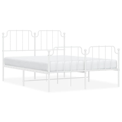 Bedframe Met Hoofd- En Voeteneinde Metaal 140 x 190 cm Wit met hoofdbord & voetbord