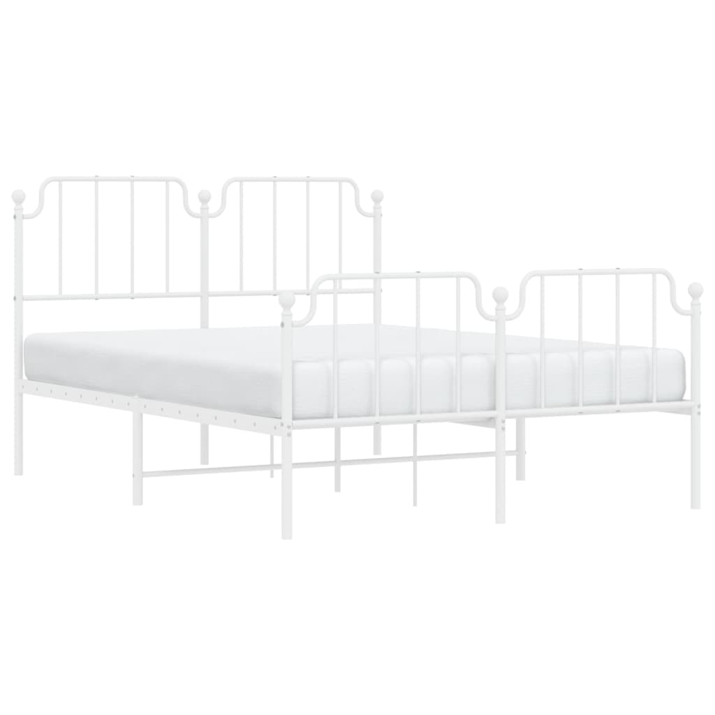 Bedframe Met Hoofd- En Voeteneinde Metaal 140 x 190 cm Wit met hoofdbord & voetbord