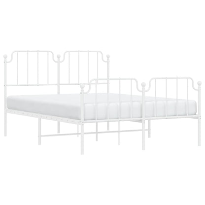 Bedframe Met Hoofd- En Voeteneinde Metaal 140 x 190 cm Wit met hoofdbord & voetbord