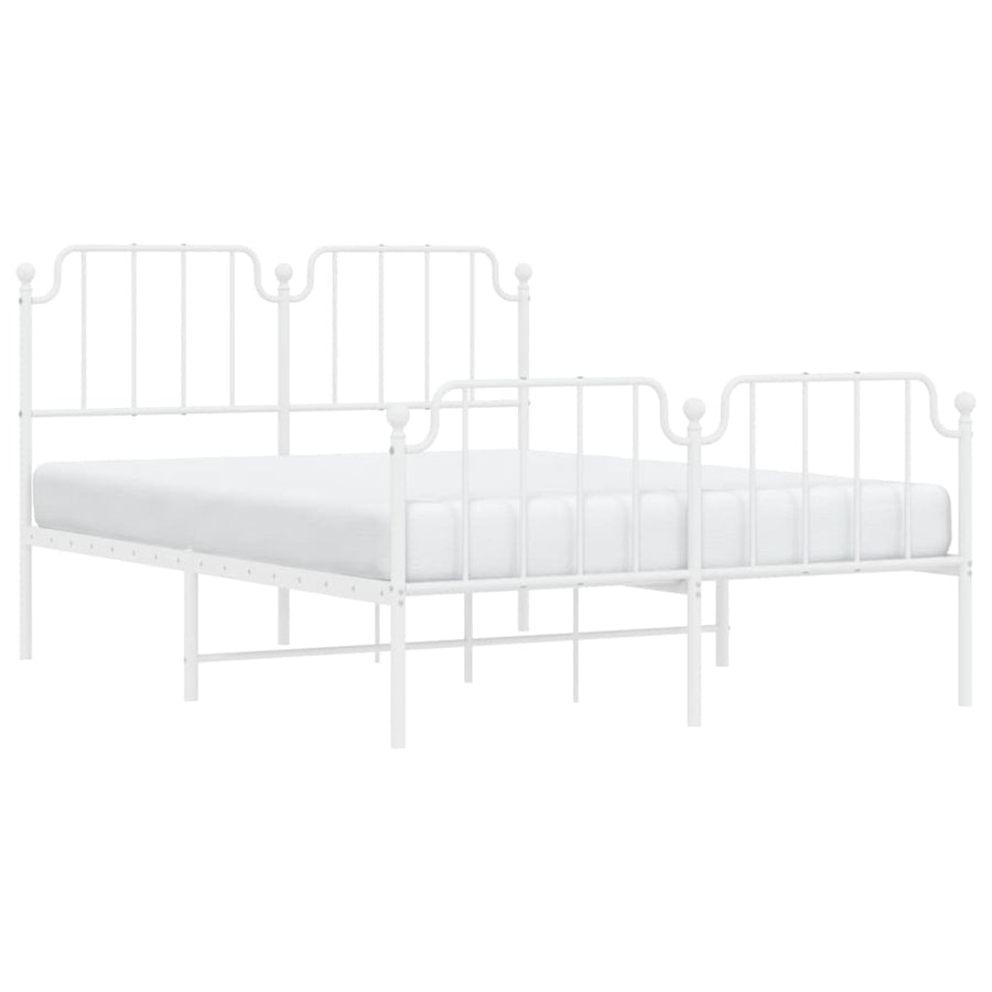 Bedframe Met Hoofd- En Voeteneinde Metaal 140 x 190 cm Wit met hoofdbord & voetbord
