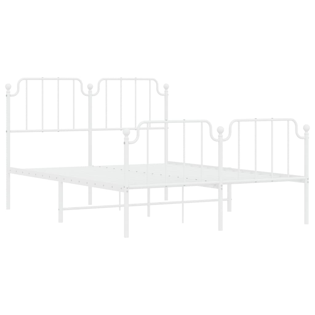 Bedframe Met Hoofd- En Voeteneinde Metaal 140 x 190 cm Wit met hoofdbord & voetbord