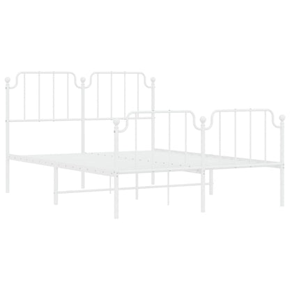 Bedframe Met Hoofd- En Voeteneinde Metaal 140 x 190 cm Wit met hoofdbord & voetbord