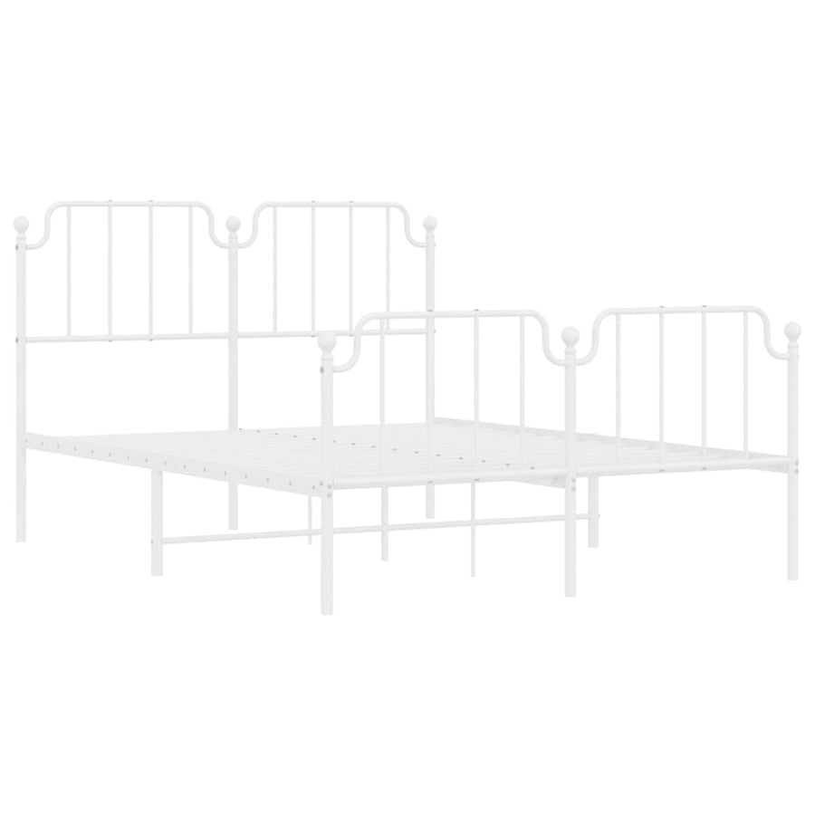 Bedframe Met Hoofd- En Voeteneinde Metaal 140 x 190 cm Wit met hoofdbord & voetbord