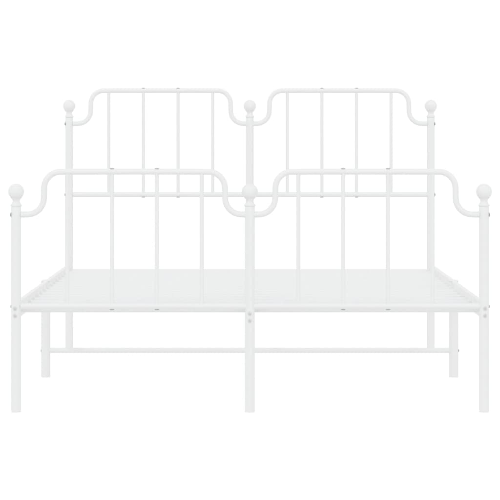 Bedframe Met Hoofd- En Voeteneinde Metaal 140 x 190 cm Wit met hoofdbord & voetbord