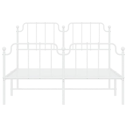 Bedframe Met Hoofd- En Voeteneinde Metaal 140 x 190 cm Wit met hoofdbord & voetbord